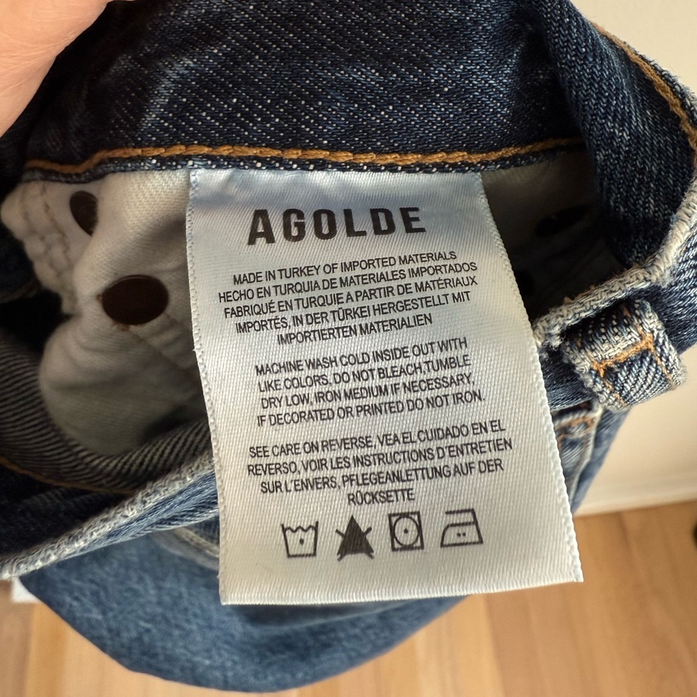 Agolde Dame Wide Leg Cuffed Hem Jeans - Dark Wash - Size 27 - Picture 15 of 16